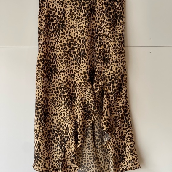 Women's Leopard Animal Print High Low Ruffled Skirt, Sz S - Picture 12 of 15